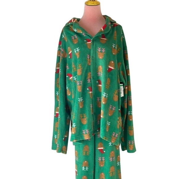 Abound Nordstrom Green Cozy Reindeer Holiday Print Pajama Set - Picture 1 of 13
